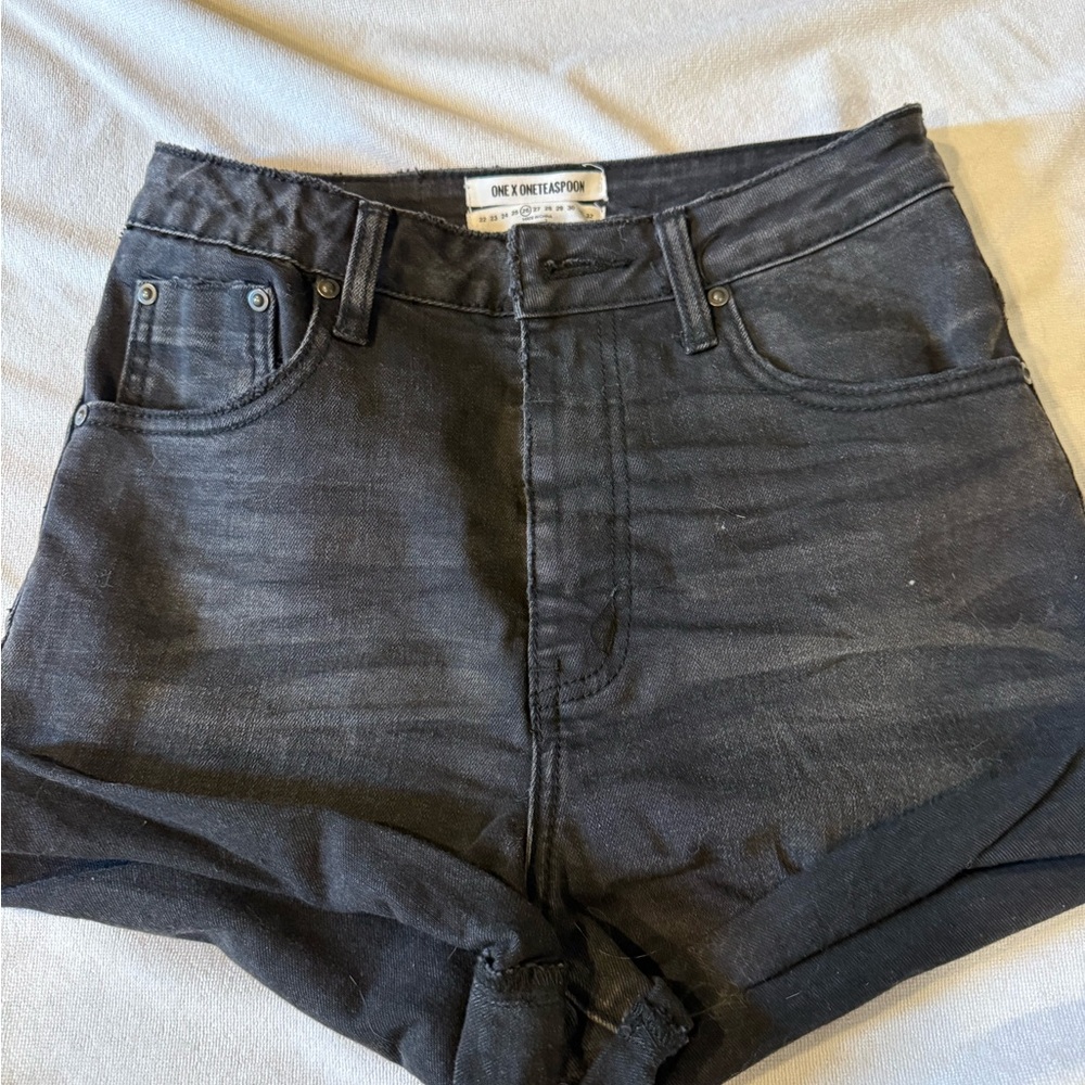 One Teaspoon Charcoal Denim Shorts